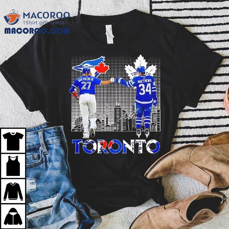 Auston Matthews Toronto Maple Leafs Vs Vladimir Guerrero Jr Toronto Blue Jays Signatures Shirt