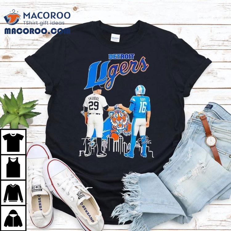 City Skyline Goff Detroit Lions X Skubal Detroit Tigers Legends Signatures Shirt