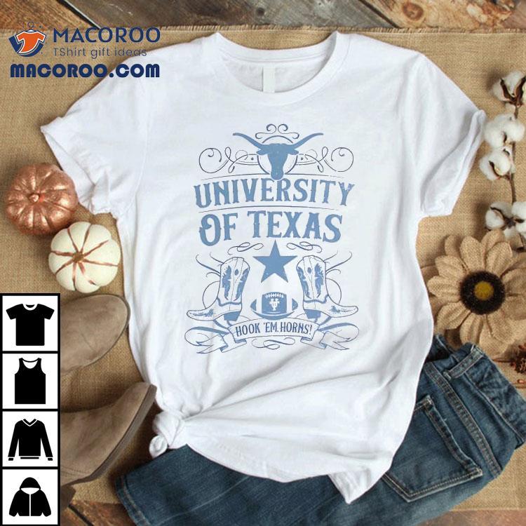 University Of Texas Longhorns Football Hook Em Horns Ribbon Boots Shirt