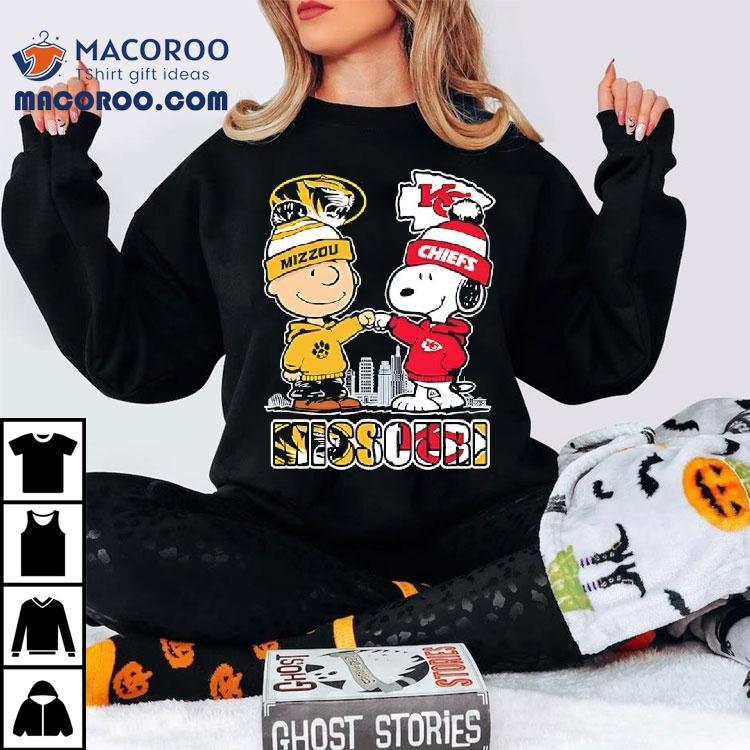 Charlie Brown And Snoopy X Missouri Tigers And Kansas City Chiefs Shirt