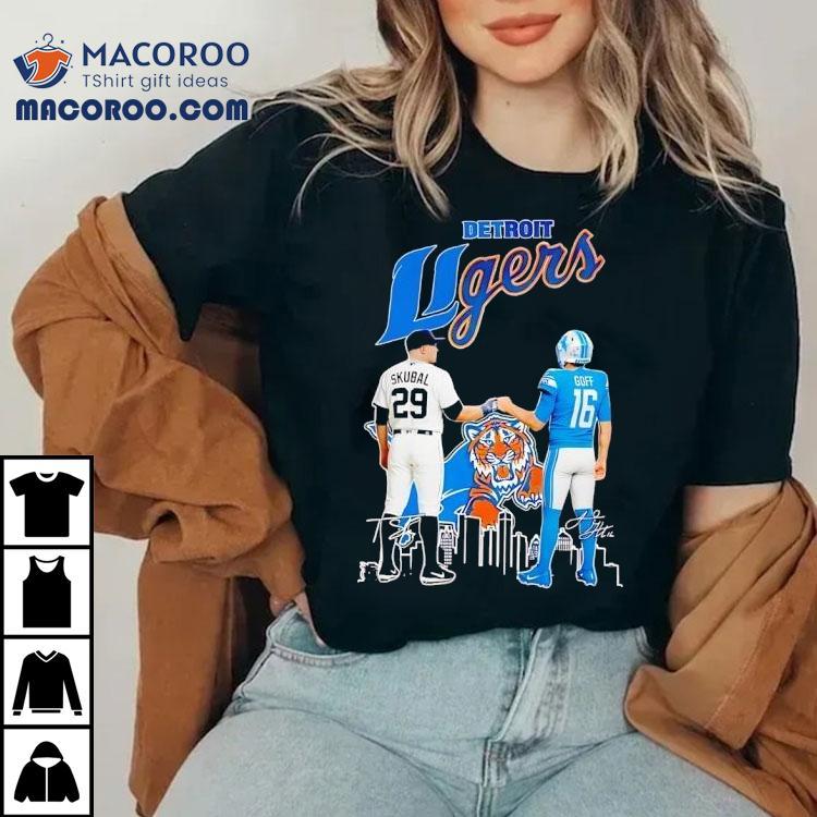 City Skyline Goff Detroit Lions X Skubal Detroit Tigers Legends Signatures Shirt