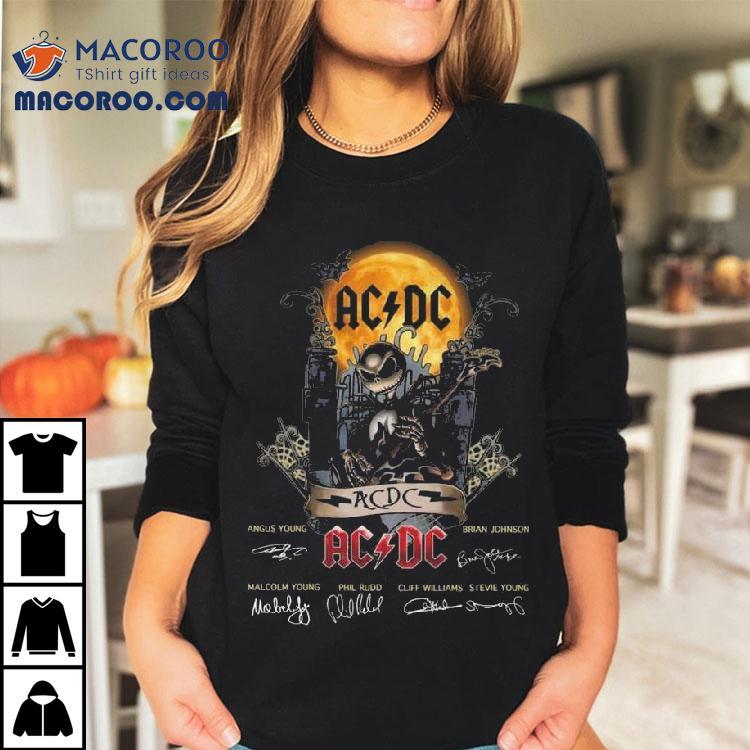 Jack Skellington Collab Ac-dc Signatures Halloween Shirt
