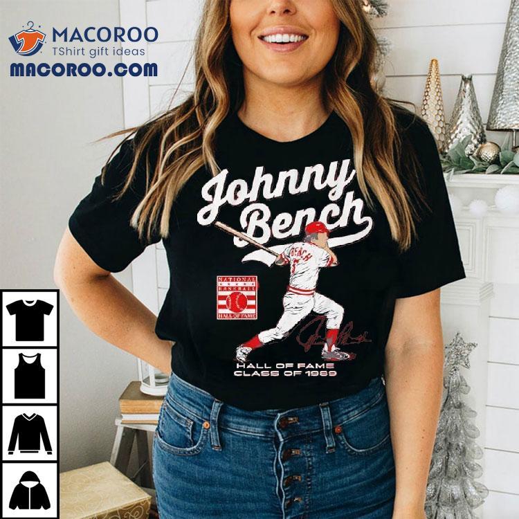 Johnny Bench Hall Of Fame Class Of 1989 Signature Graphic Shirt