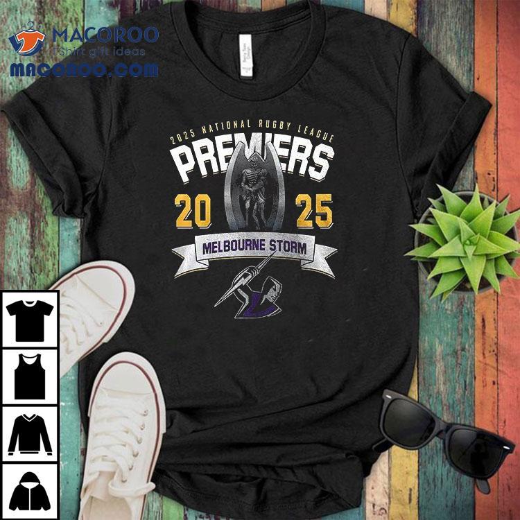 Melbourne Storm Nrl 2025 Champions Craig Bellamy Name Roster Trophy Shirt