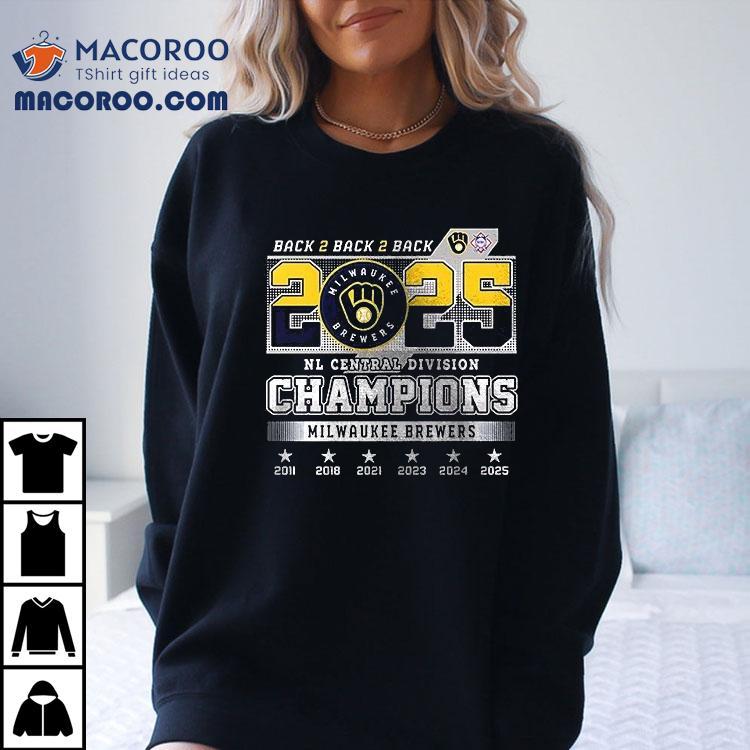 Milwaukee Brewers Nl Central Division Champions 2025 Back 2 Back 2 Back Name Roster Logo Shirt