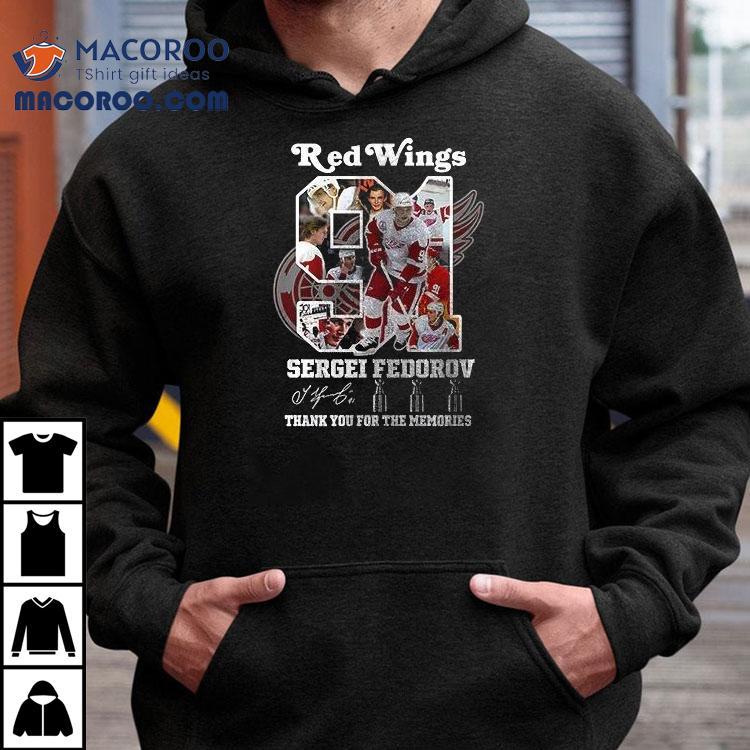 Snoopy X Detroit Red Wings Sergei Fedorov 91 Thank You For The Memories Signature Shirt