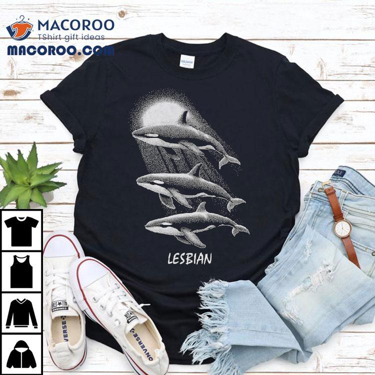 Whales Swimming In The Moonlight Lesbian Shirt