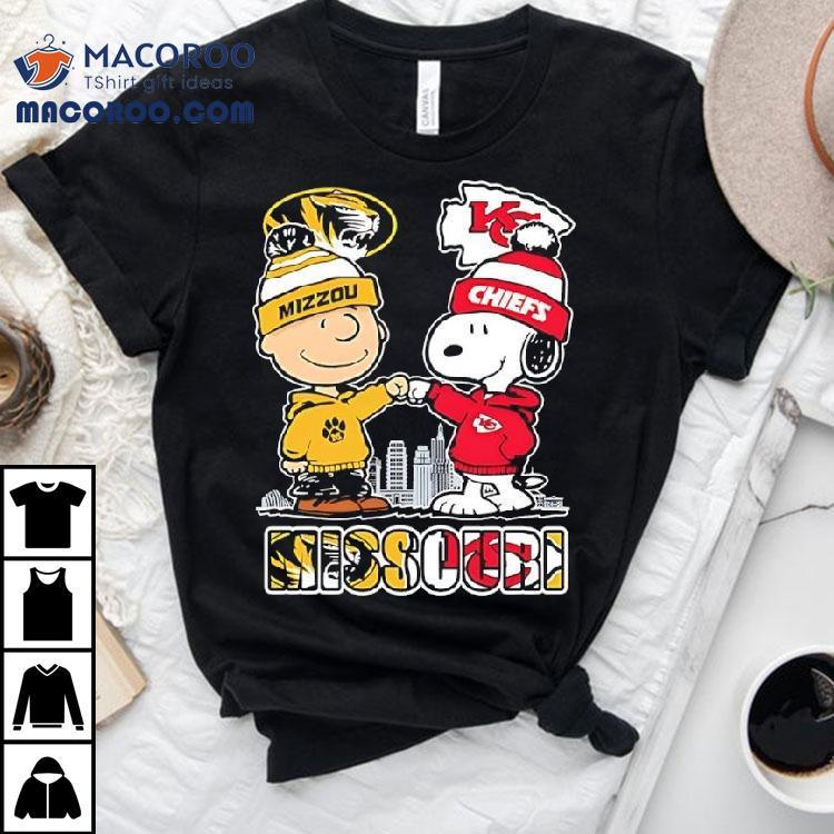 Charlie Brown And Snoopy X Missouri Tigers And Kansas City Chiefs Shirt
