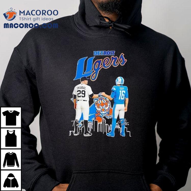 City Skyline Goff Detroit Lions X Skubal Detroit Tigers Legends Signatures Shirt
