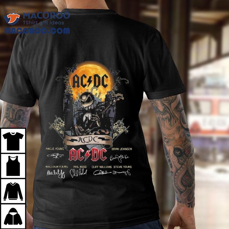 Jack Skellington Collab Ac-dc Signatures Halloween Shirt