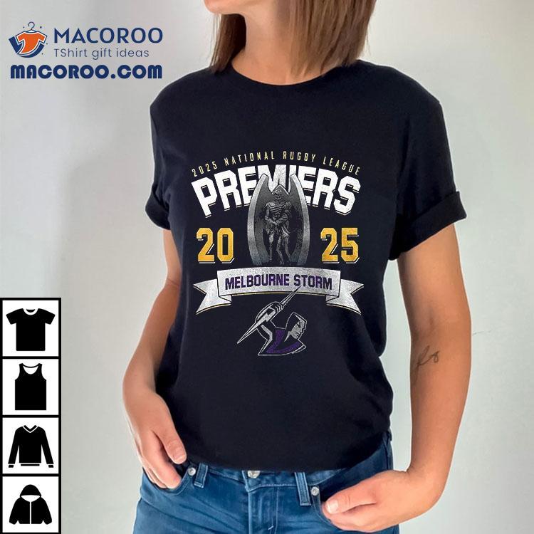 Melbourne Storm Nrl 2025 Champions Craig Bellamy Name Roster Trophy Shirt