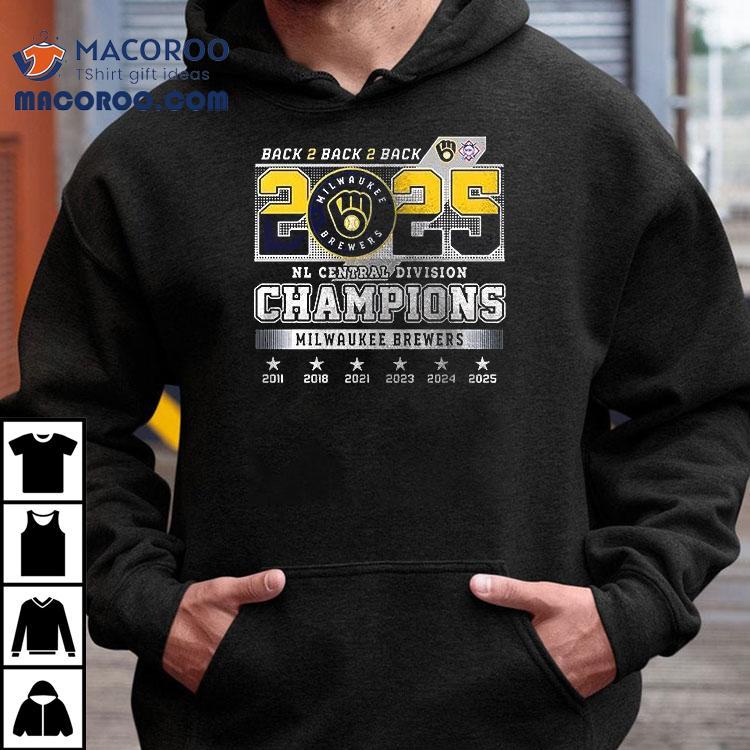 Milwaukee Brewers Nl Central Division Champions 2025 Back 2 Back 2 Back Name Roster Logo Shirt
