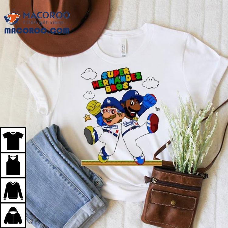 Teoscar Hernndez And Kik Hernndezlet's Go Dodgers Super Hernandez Bros Mario X Los Angeles Dodgers Shirt