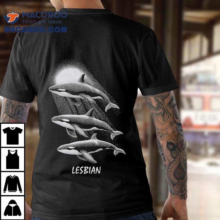 Whales Swimming In The Moonlight Lesbian Shirt