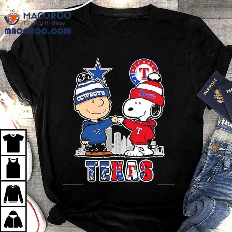 Charlie Brown And Snoopy X Dallas Cowboys And Texas Rangers Shirt