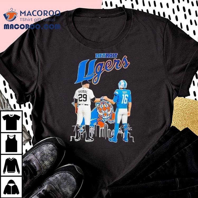 City Skyline Goff Detroit Lions X Skubal Detroit Tigers Legends Signatures Shirt