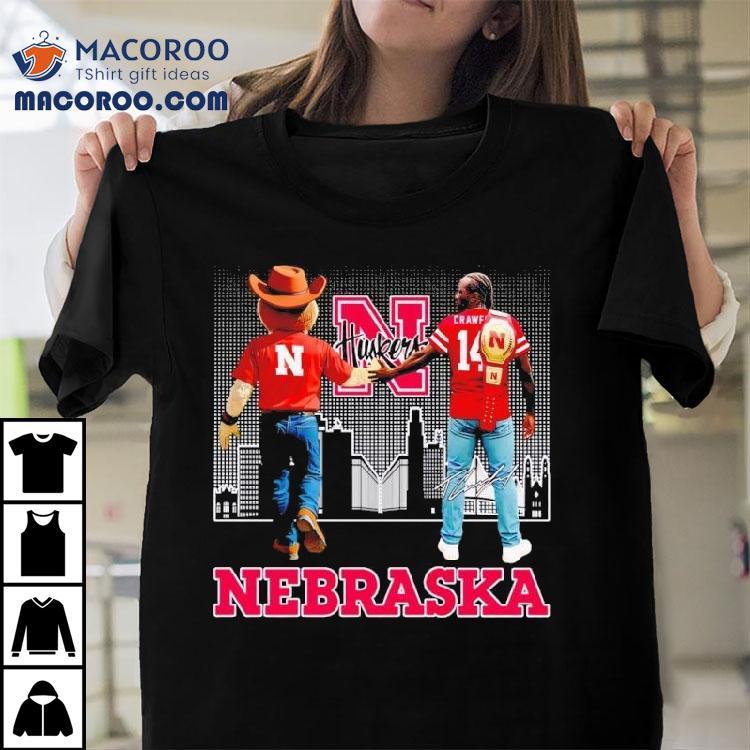 Herbie Husker And Crawford Nebraska Cornhuskers City Skyline Signature Shirt
