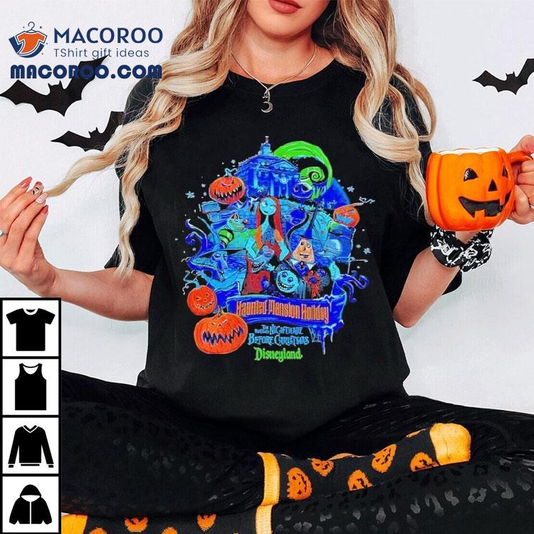 Jack Skellington And Sally Nightmare Before Haunted Mansion Holiday Christmas Shirt