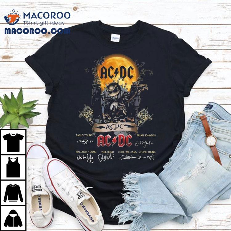 Jack Skellington Collab Ac-dc Signatures Halloween Shirt