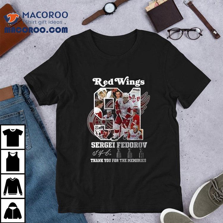 Snoopy X Detroit Red Wings Sergei Fedorov 91 Thank You For The Memories Signature Shirt