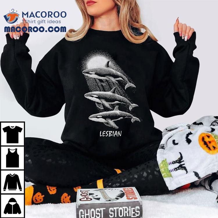 Whales Swimming In The Moonlight Lesbian Shirt