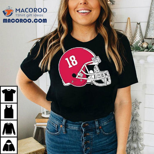 Alabama Crimson Tide Helmet Number 18 Shirt