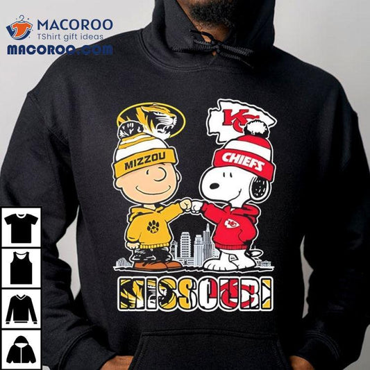 Charlie Brown And Snoopy X Missouri Tigers And Kansas City Chiefs Shirt