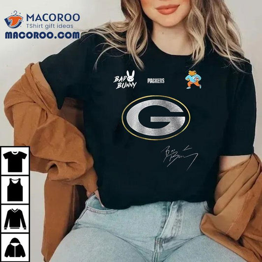 Green Bay Packers X Bad Bunny Benito Football Mascot Signature Shirt