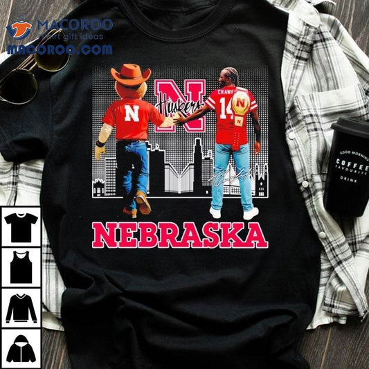 Herbie Husker And Crawford Nebraska Cornhuskers City Skyline Signature Shirt