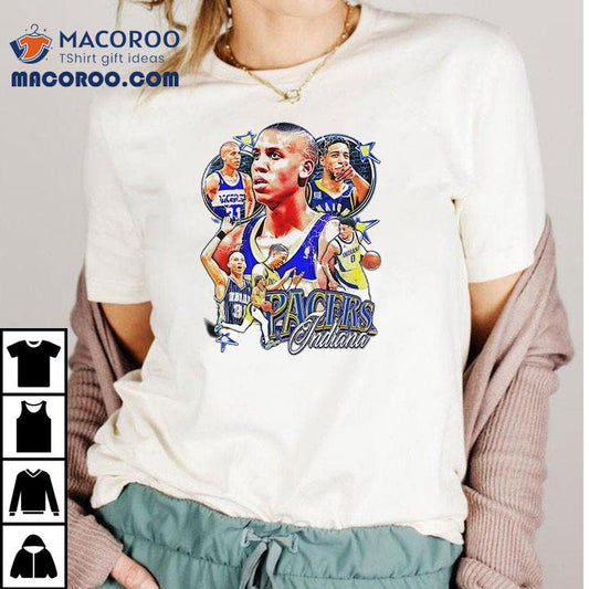 Indiana Pacers Reggie Miller X Tyrese Haliburton Graphic Vintage Shirt
