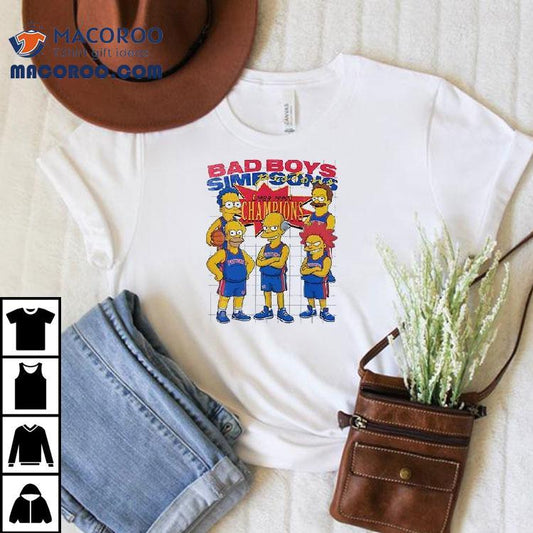 The Simps Detroit Pistons Bad Boys Mcdonalds All American Cartoon Shirt
