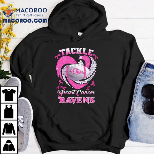 Baltimore Ravens Breast Cancer Awareness Tackle Heart Shirt